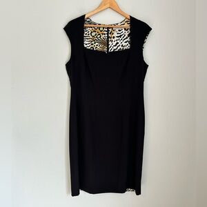 NWOT Boston Proper Black Sheath Dress with Animal Print Lining – Size 16